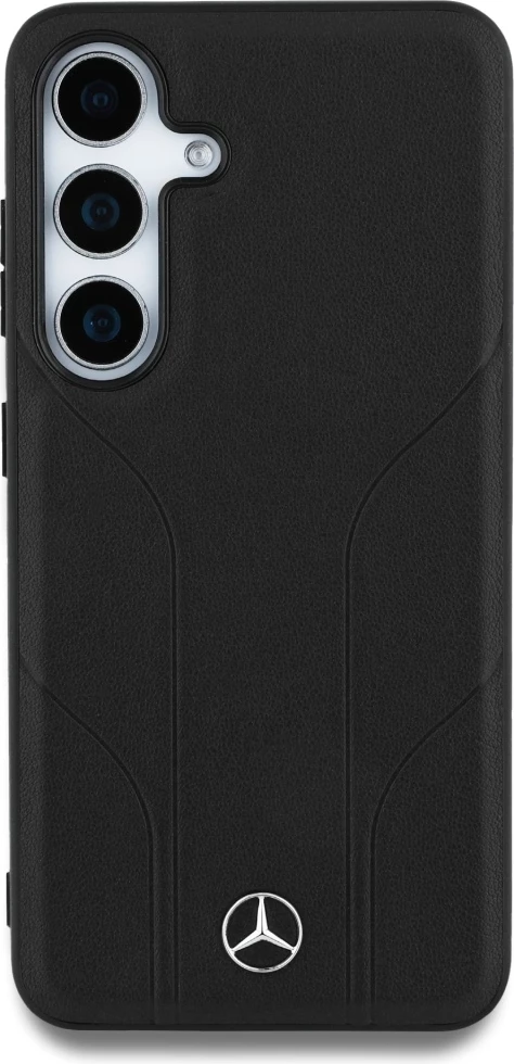 Mbështjellës Mercedes Leather Debossed Lines MagSafe për Samsung Galaxy S25, i zi
