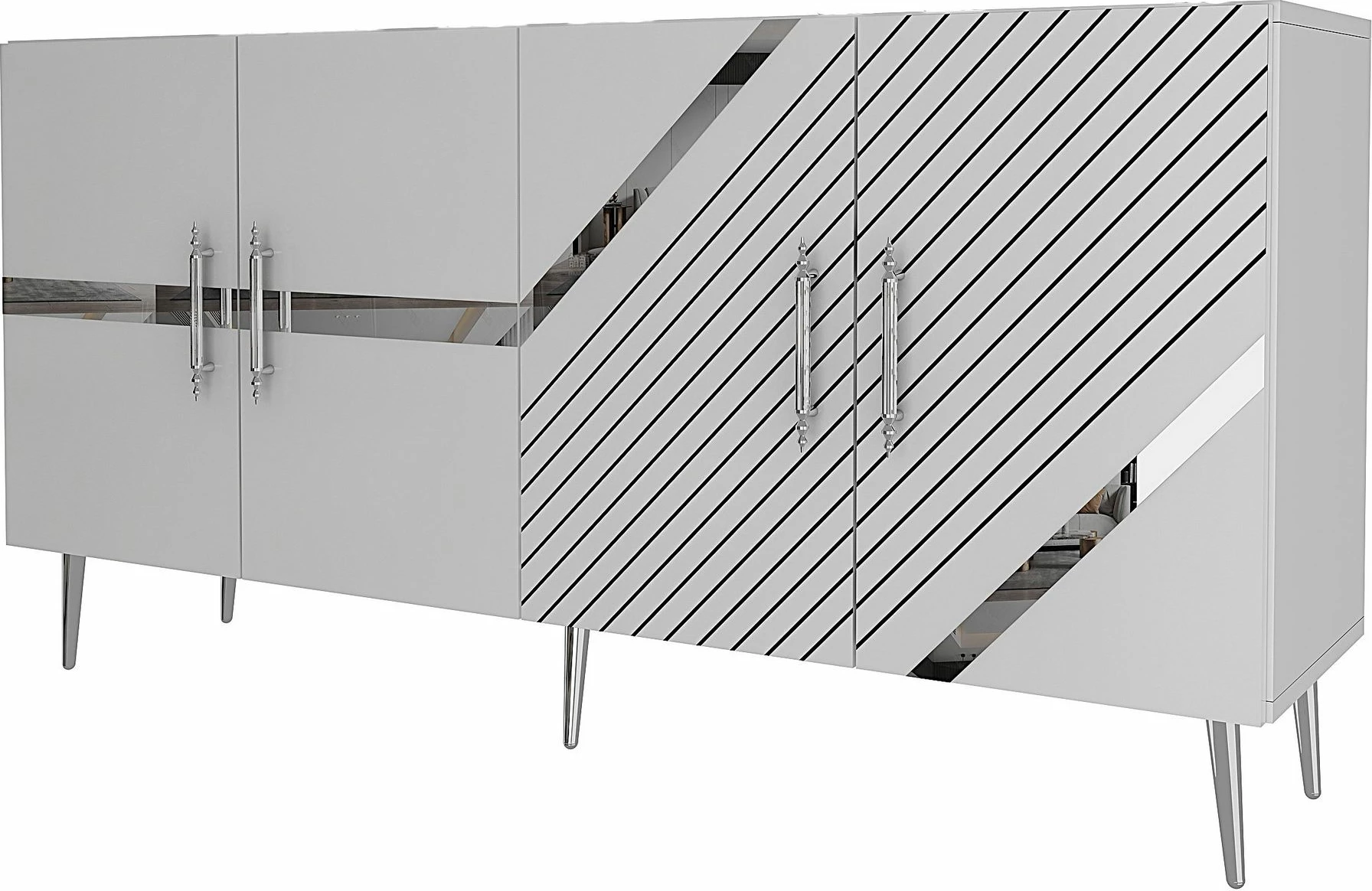 Konsol Skye Decor, Fuga KB150, e bardhë, argjend