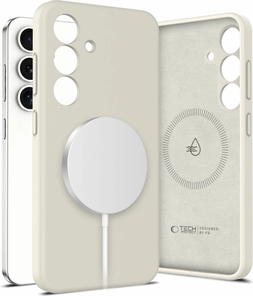 Mbështjellës Tech-Protect Liquid Silicone MagSafe për Samsung Galaxy S25, Bezhe