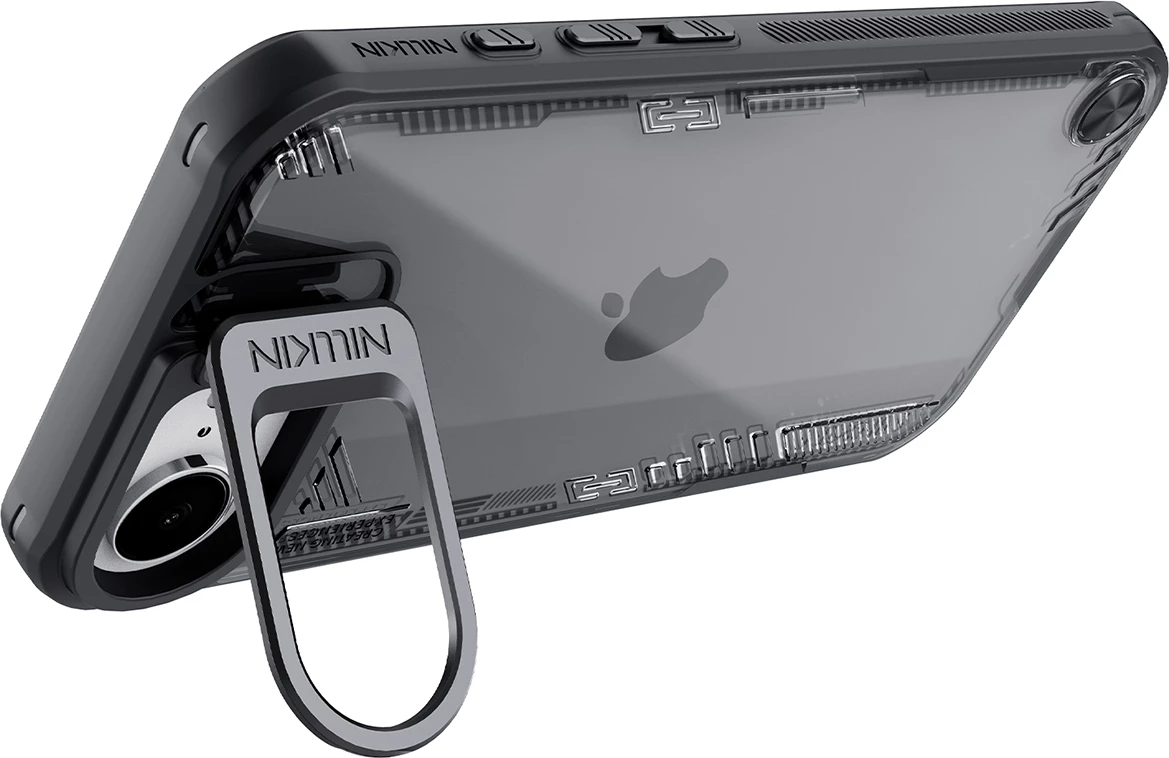 Mbështjellës Nillkin Iceblade Prop për iPhone 16e, me qëndrim, i zi