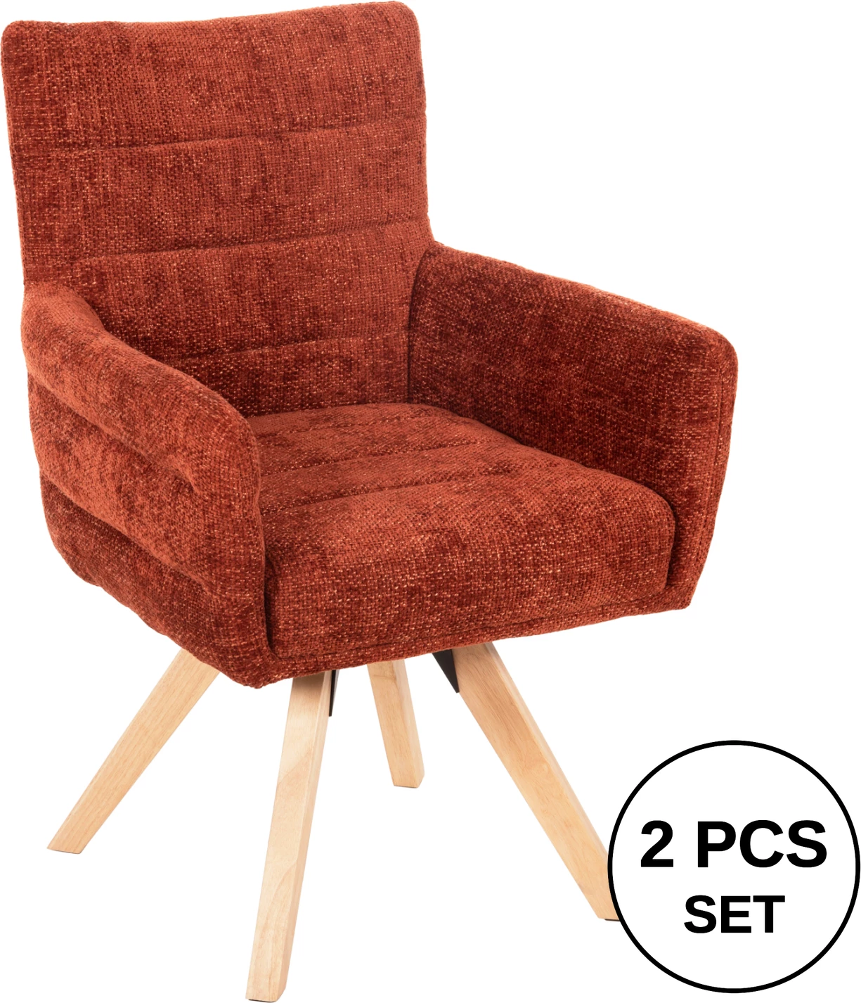 Karrige ngrënieje GAZER, FH9845.06, pëlhurë kafe e kuqërremtë, këmbë druri gome, 66x63x91H cm, set prej 2 copë