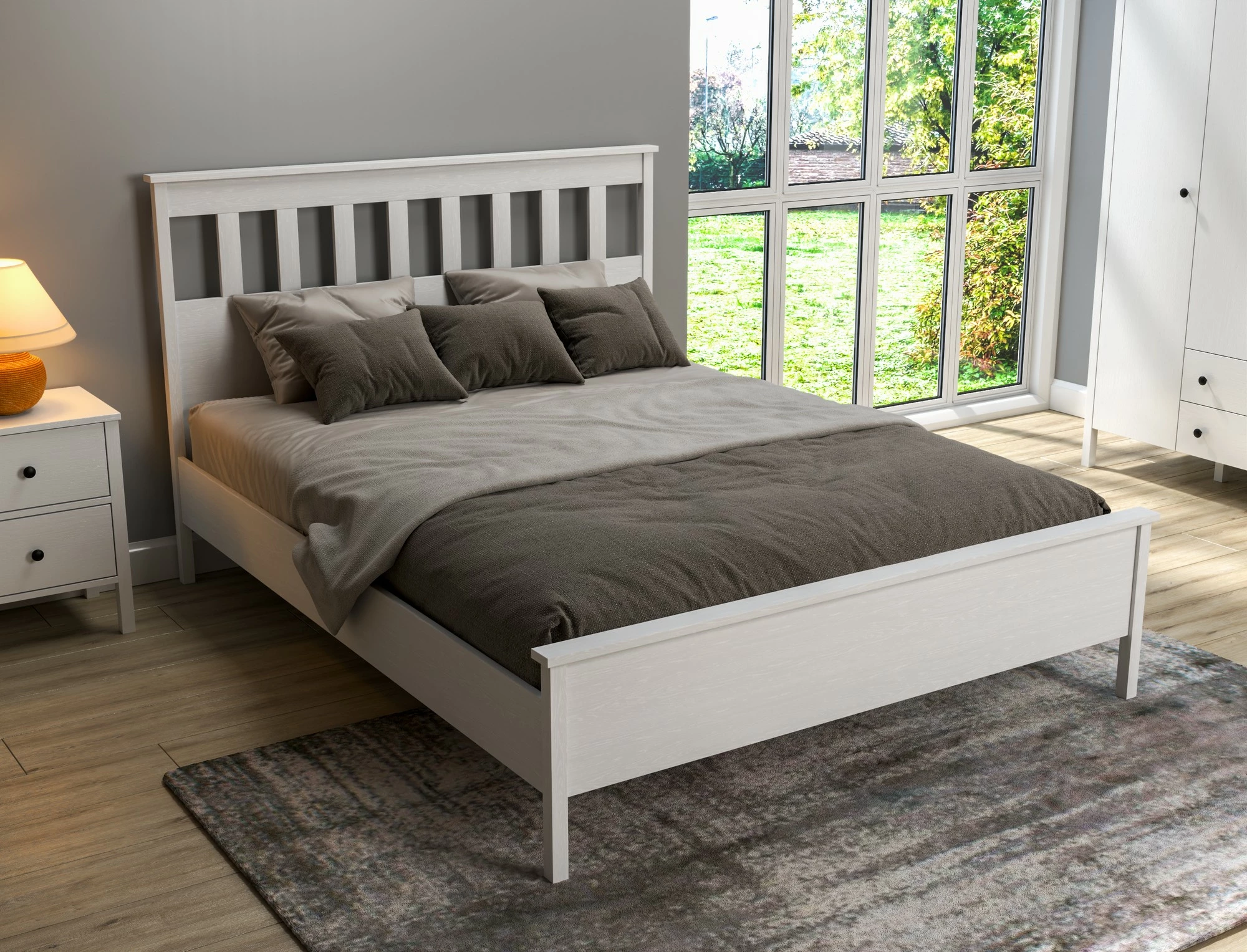 Krevat dopio Hanah Home, FRN-20063, ngjyrë druri dhe e bardhë