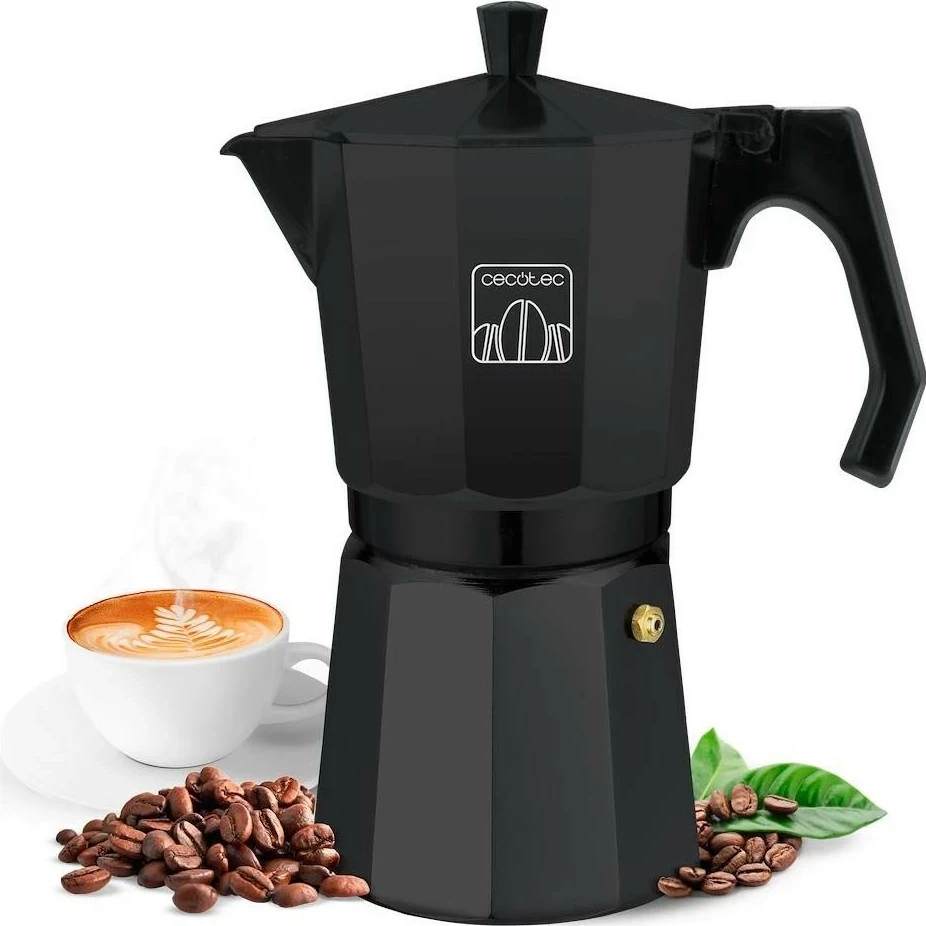 Aparat kafeje Cecotec Moklassic 300, 3 filxhanë, alumini, e zezë