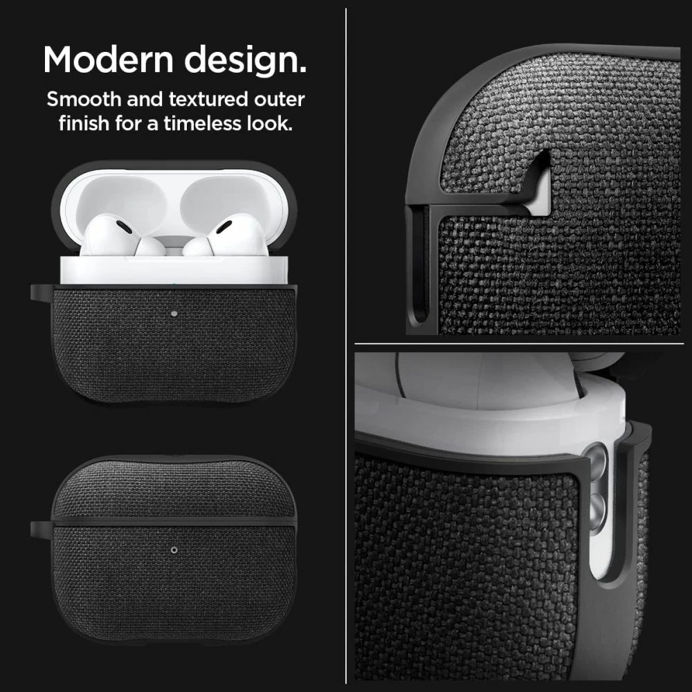 Mbështjellës Spigen Urban Fit për AirPods Pro/Pro 2, me unazë, Zi