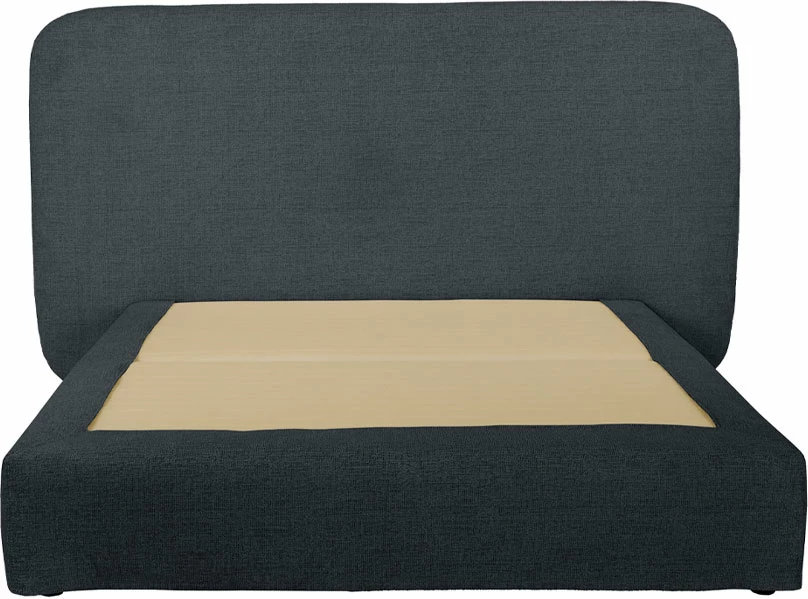 Krevat oval pa hapësirë magazinimi, për dyshek 160x200cm, ngjyrë antracit, 221x209x122