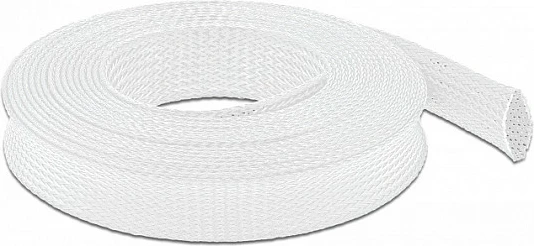Mbështjellës i thurur për kabllo DeLOCK, 10 m x 25 mm, elastik, poliester, i bardhë