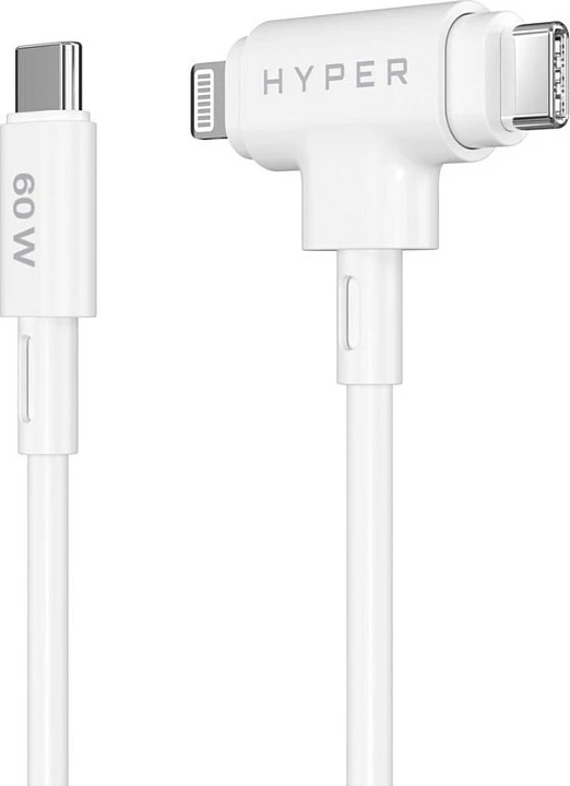 Kabllo Targus HyperJuice USB-C në USB-C/Lightning, 1.5m, 60W, bardhë
