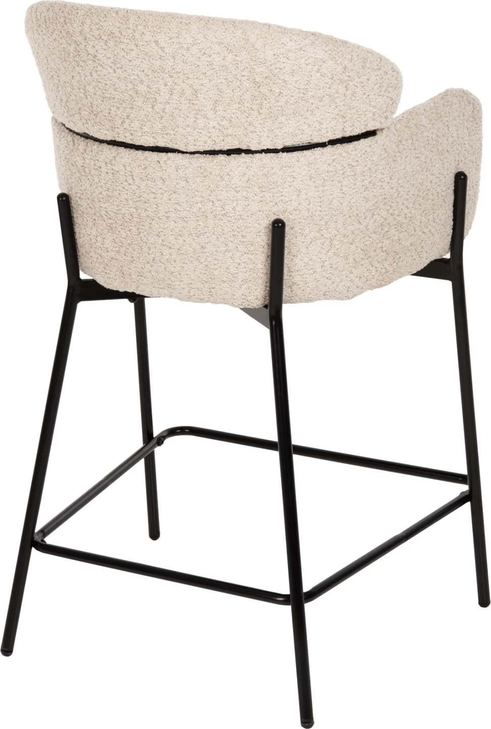 Karrige për bar mesatare WOLF FH8584.02, pëlhurë boucle ecru-këmbë metalike të zeza, 56x56x96Hcm., set prej 2 copë