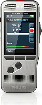 Diktafon Philips DPM 7200/02, 32GB, MP3/PCM, ekran 2.4", çelik inox