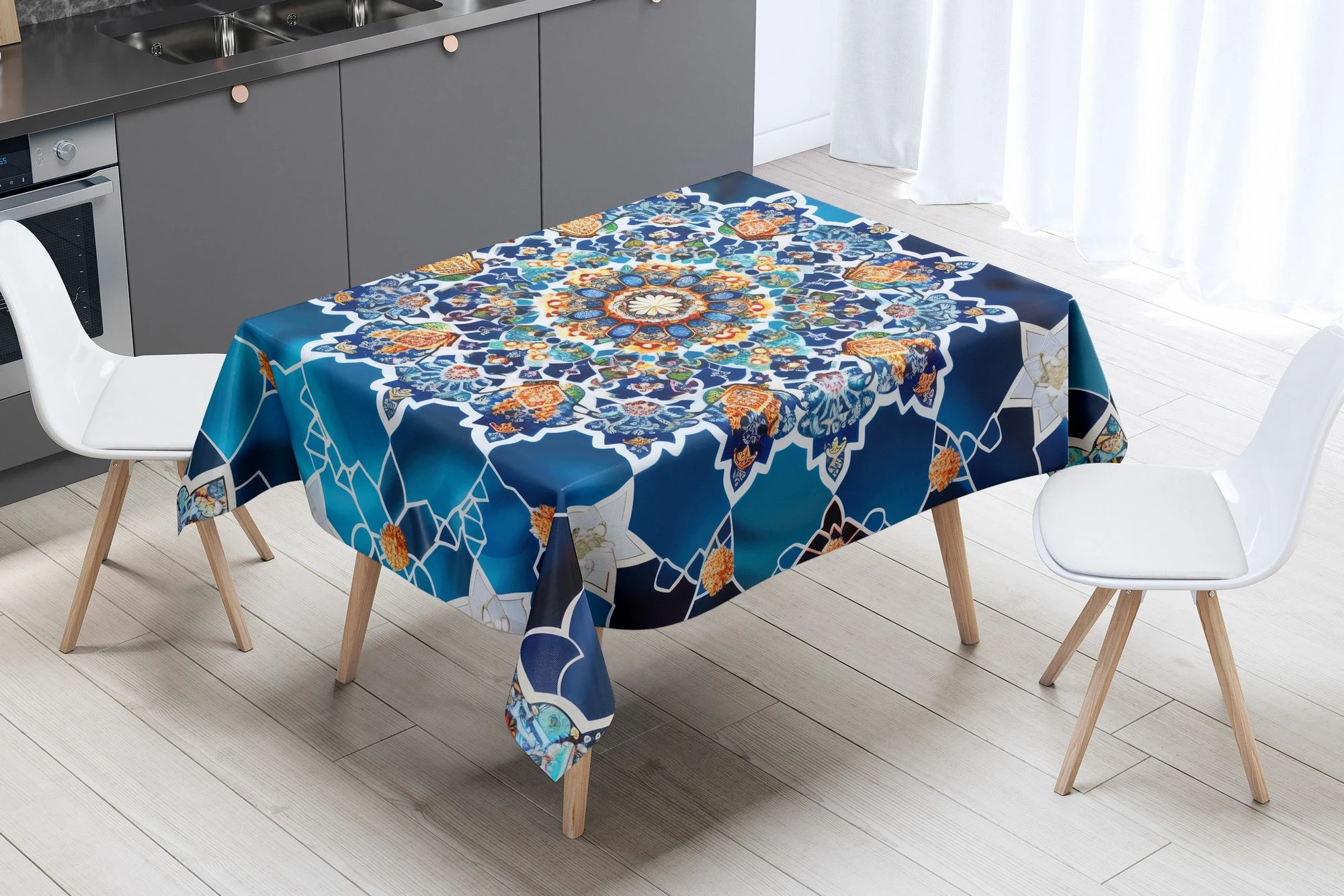 Mbulesë tavoline Hermia Concept, ngjyrë azure, 160x220cm