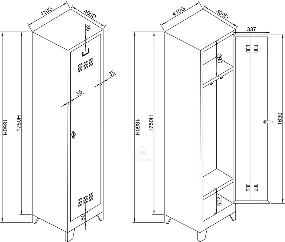 Dollap metalik për depo, ngjyrë gri e çelët, Skye Decor, Js1009