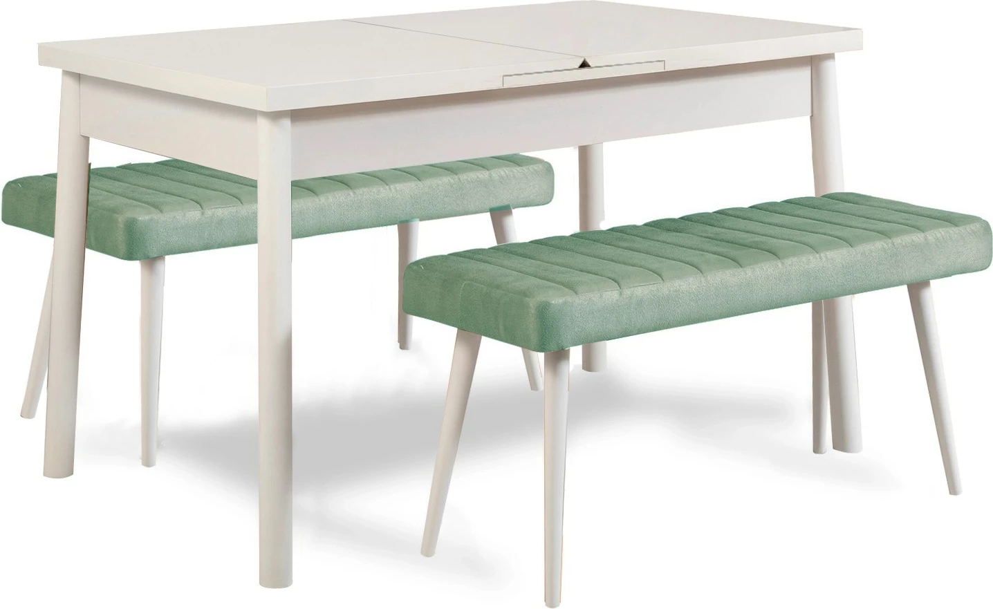 Set tavolinë me karrige, zgjatues, 3 pjesë, Skye Decor, Santiago 0400, e bardhë, e gjelbër