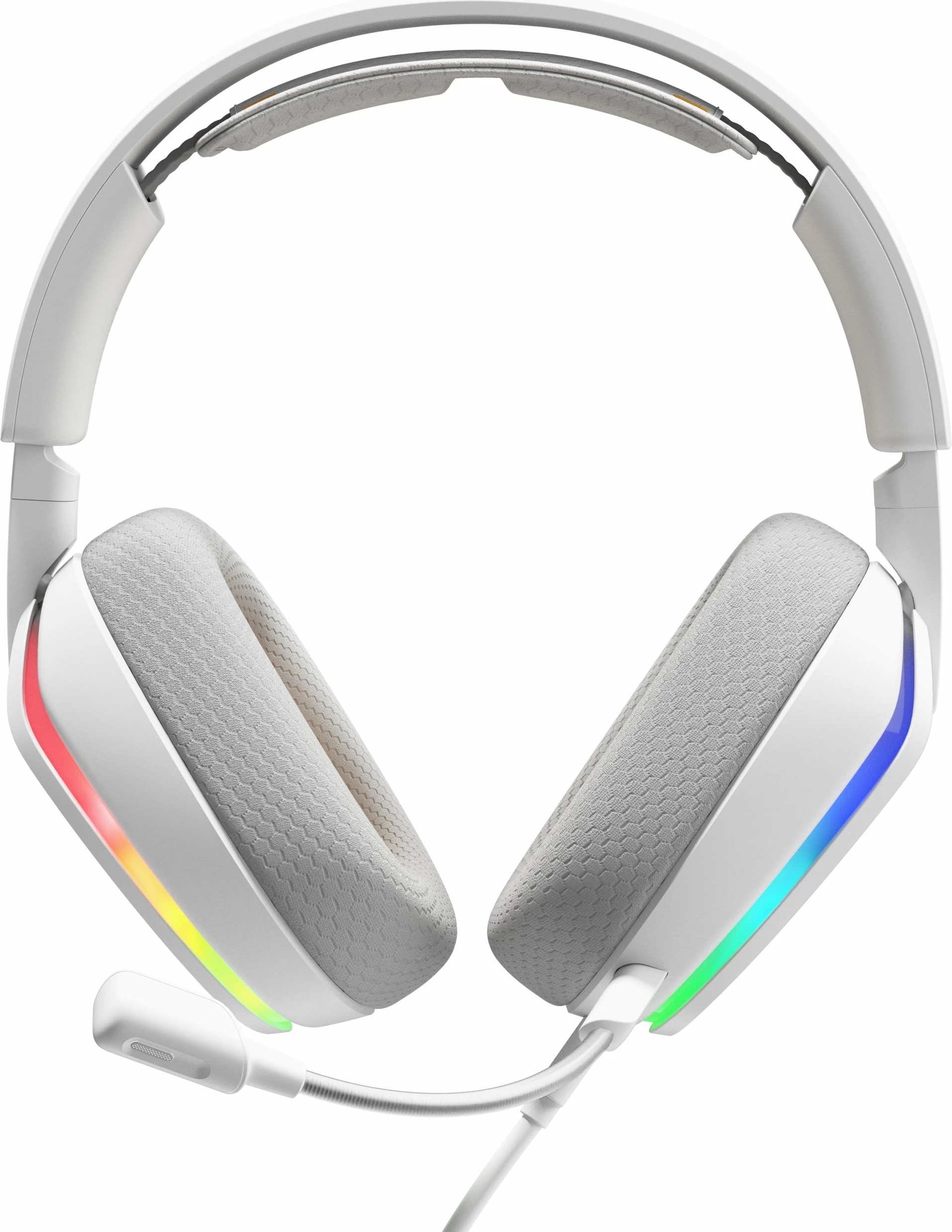 Kufje gaming Glorious GHS Eternal RGB, me mikrofon të shkëputshëm, 40 mm, me kabllo 3.5 mm/USB-C, të bardha