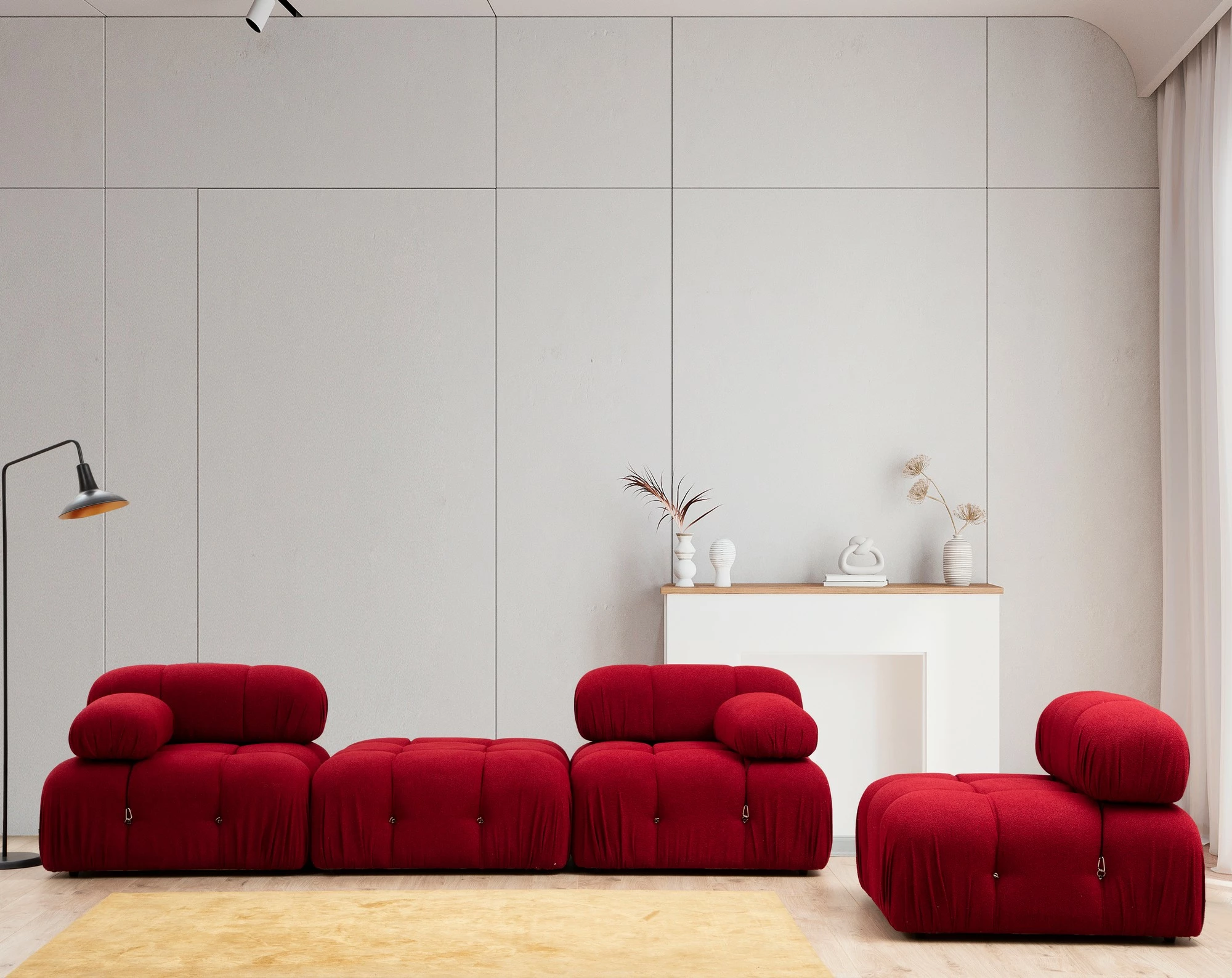 Kënd-sofë Bubble, ngjyrë e kuqe, Atelier del Sofa (L1-O1-1R-Puf)