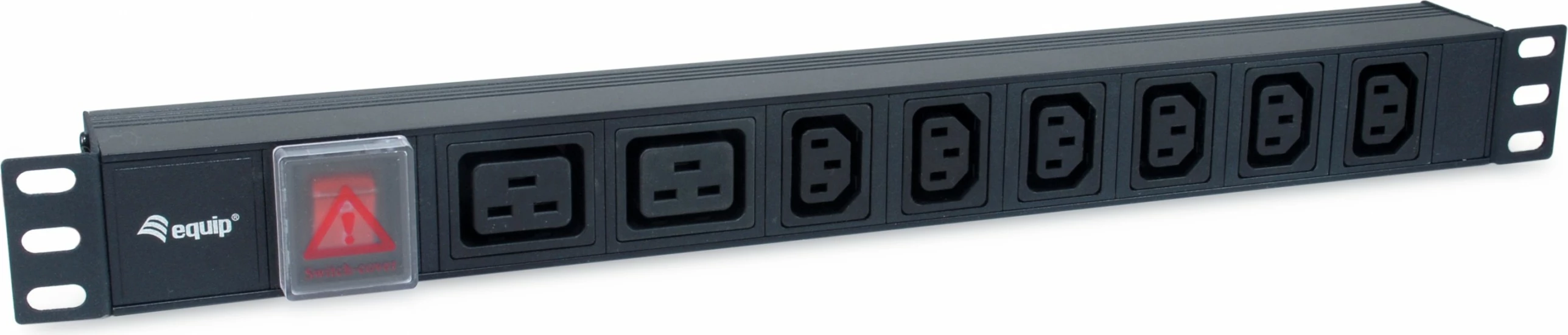 PDU Equip 8-portë, 6x C13 + 2x C19, 1U, alumini, zi