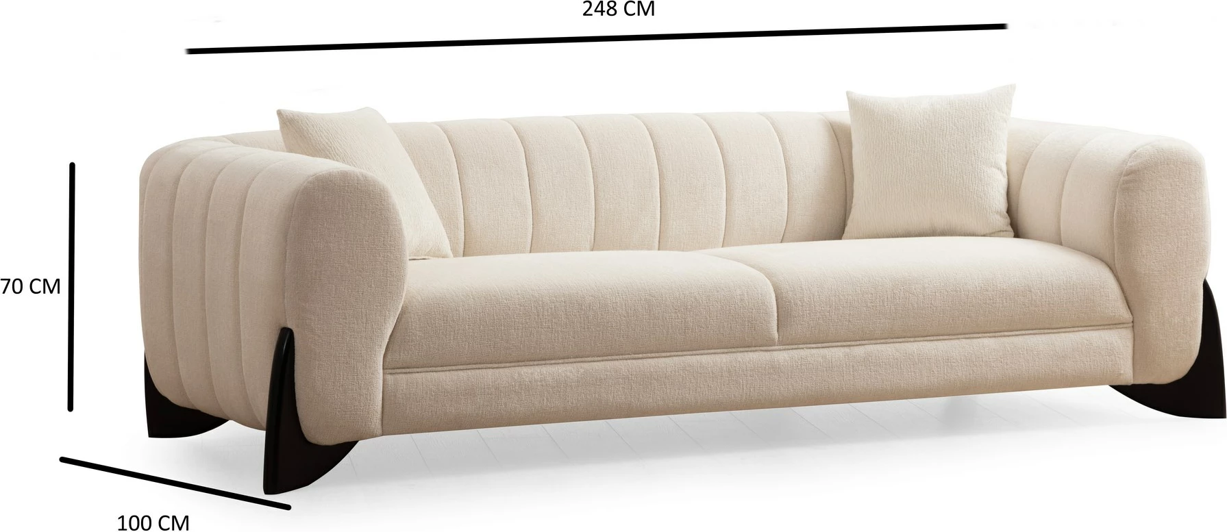 Divan treshe Sandreo, ngjyrë e bardhë, Atelier del Sofa