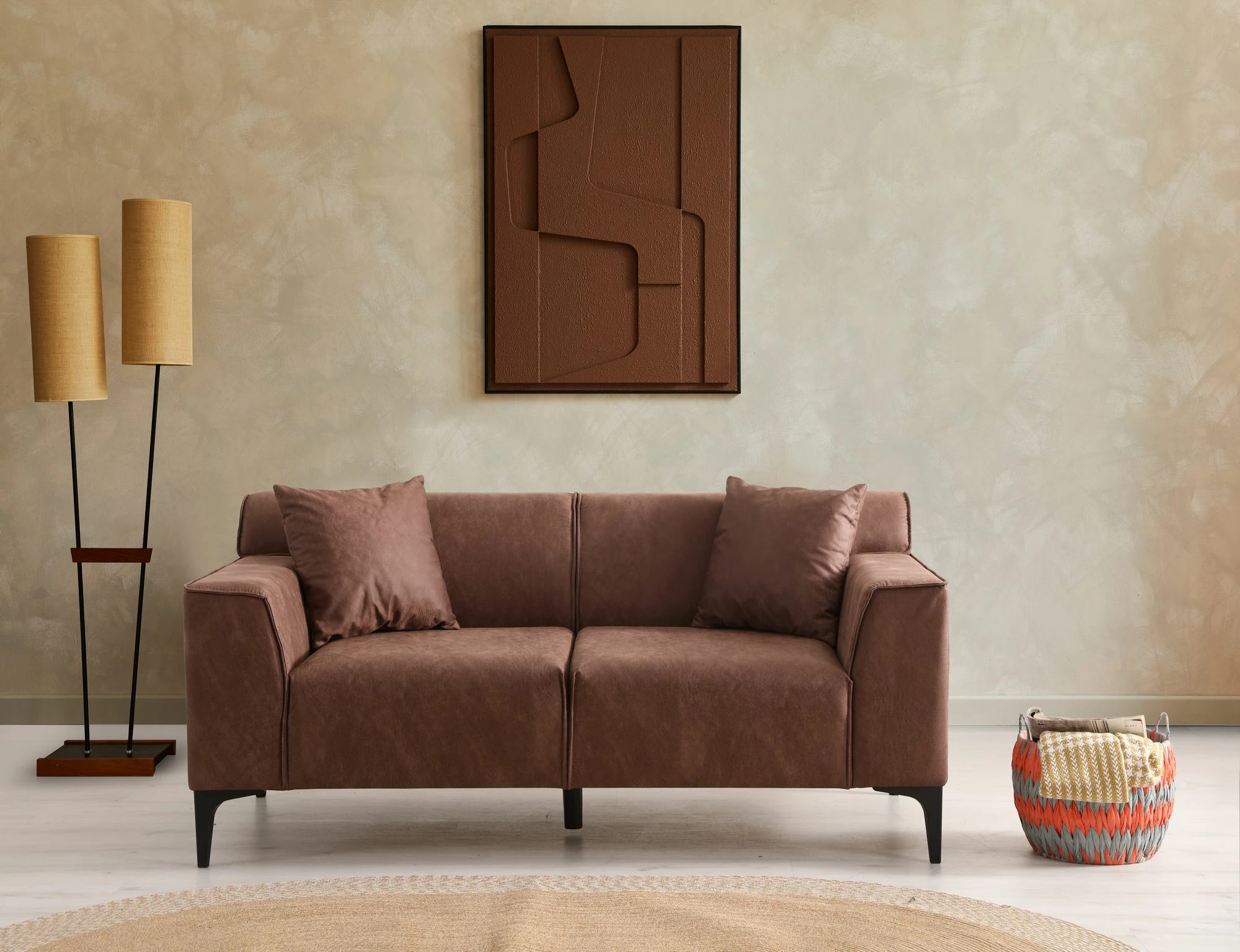 Divan dy-vendësh, ngjyrë konyak, Atelier del Sofa, New Petra 2