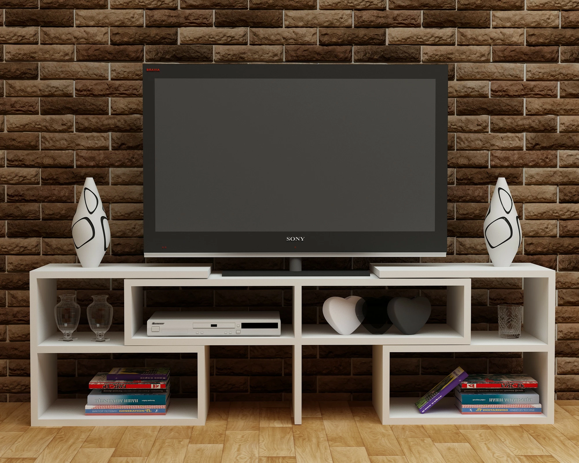 Komodë TV Hanah Home, e bardhë