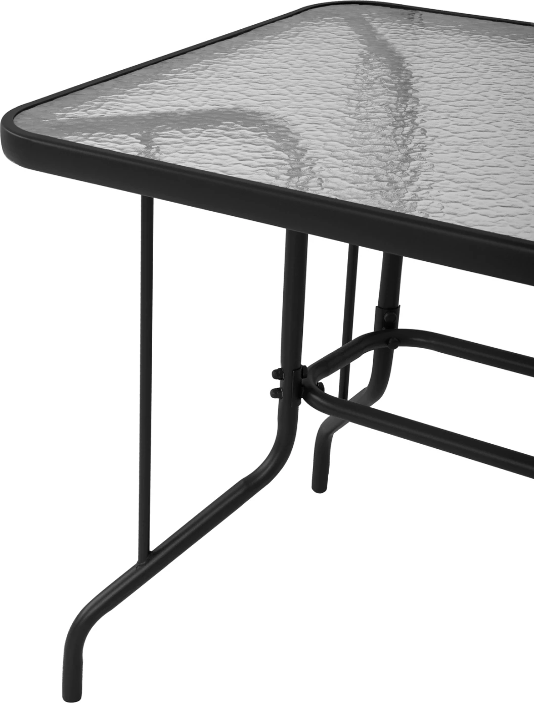 Tavolinë metalike për jashtë ADAM FH5679.01, ngjyrë gri, me sipërfaqe xhami të forcuar, 120x70x71 cm