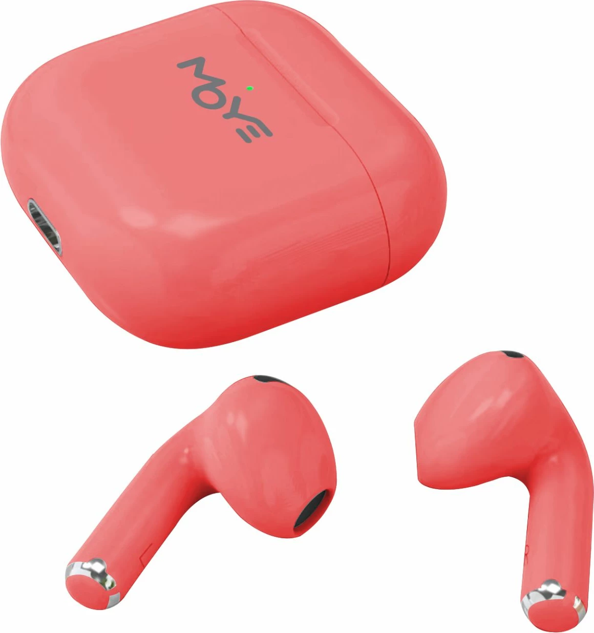 Kufje MOYE Aurras 3 Lite wireless, Bluetooth 5.4, USB-C, të kuqe, me kuti karikimi