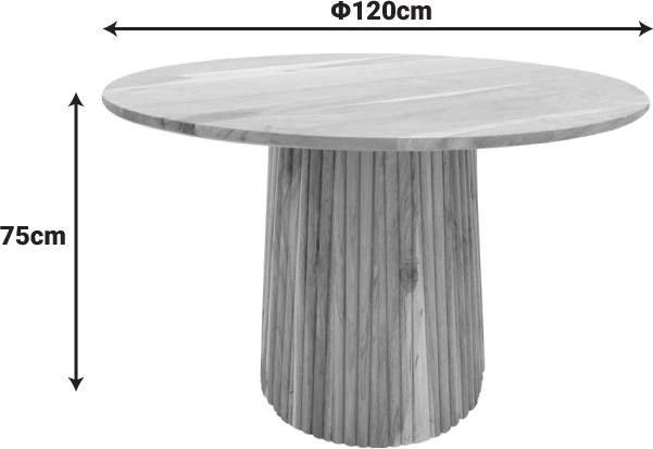 Tavolinë e rrumbullakët Tully, dru akacie i fortë, ngjyrë natyrale, D120x75cm