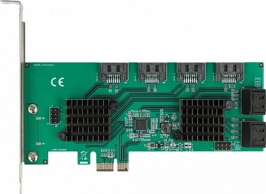 Kartelë zgjerimi PCIe DeLOCK x1, 8-Port SATA 6 Gbit/s, Low-Profile, e zezë/jeshile/gri