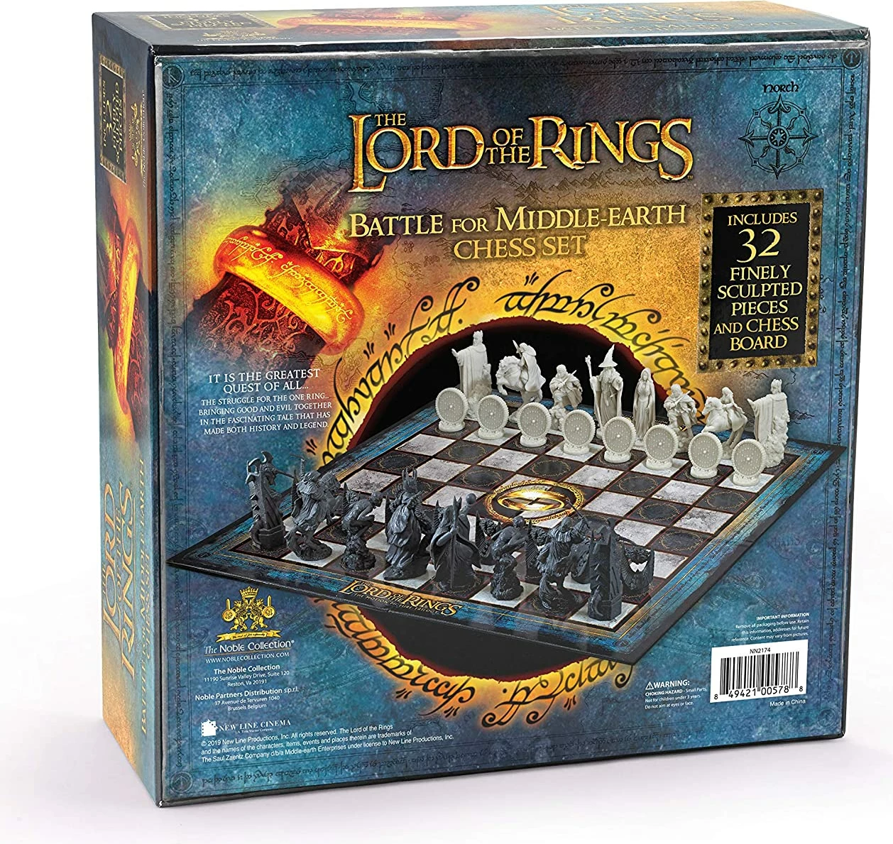 Set shahu NOBLE COLLECTION The Lord of the Rings Battle for Middle-Earth, 32 figura, tabelë 47 x 47 cm