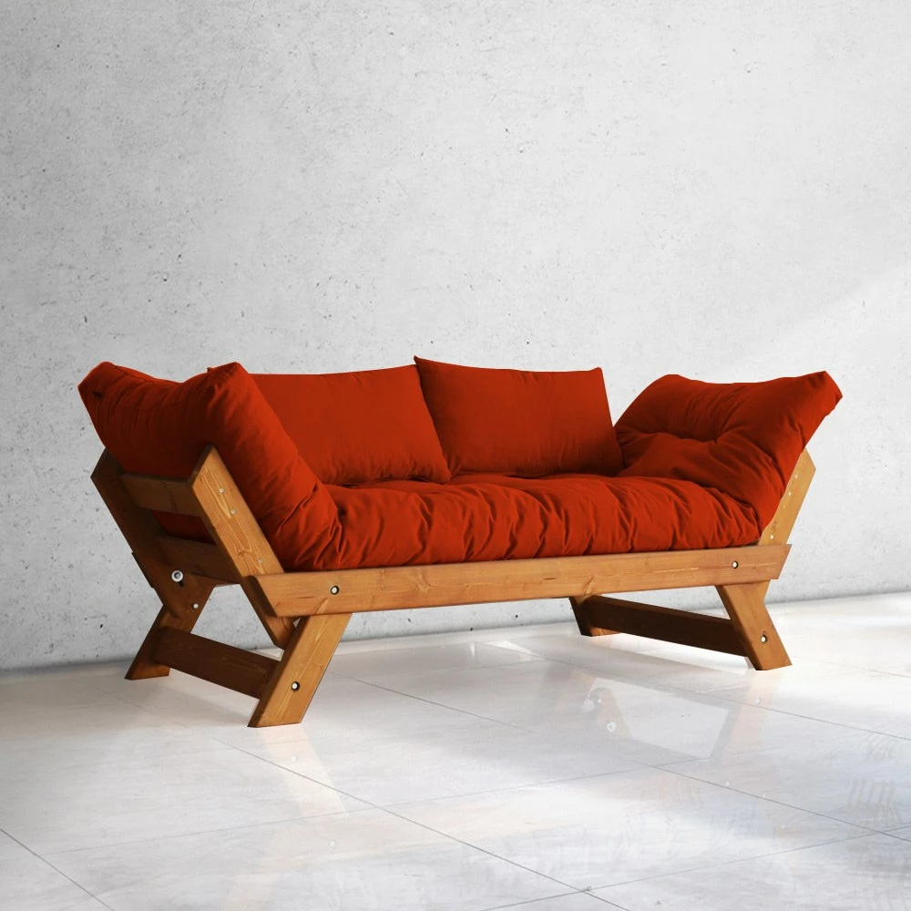 Divan kopshti dy ulëse, Skye Decor, CPT8102-210, ngjyrë teak dhe e kuqe