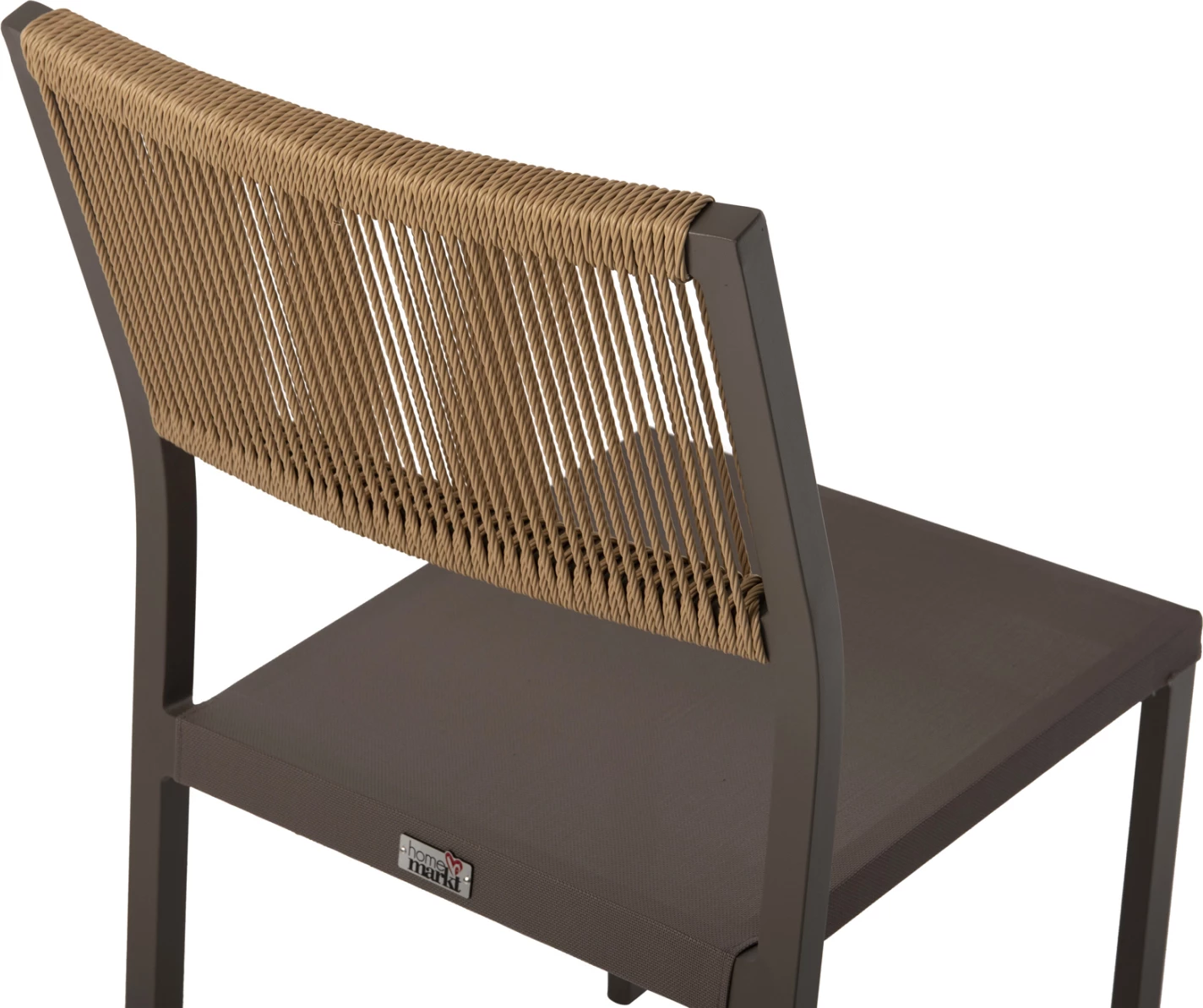 Karrige alumini, kornizë shampanjë dhe tekstil me ratan sintetik bezhë, 46x55.5x83H cm