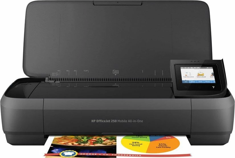 Printer multifunksional portativ HP OfficeJet 250 Mobile (CZ992A), A4, Wi‑Fi Direct, Bluetooth, USB, bateri e integrume, i zi