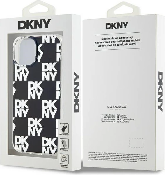 Mbështjellës DKNY IML Checkered Mono Pattern për iPhone 15 Plus / 14 Plus, zi
