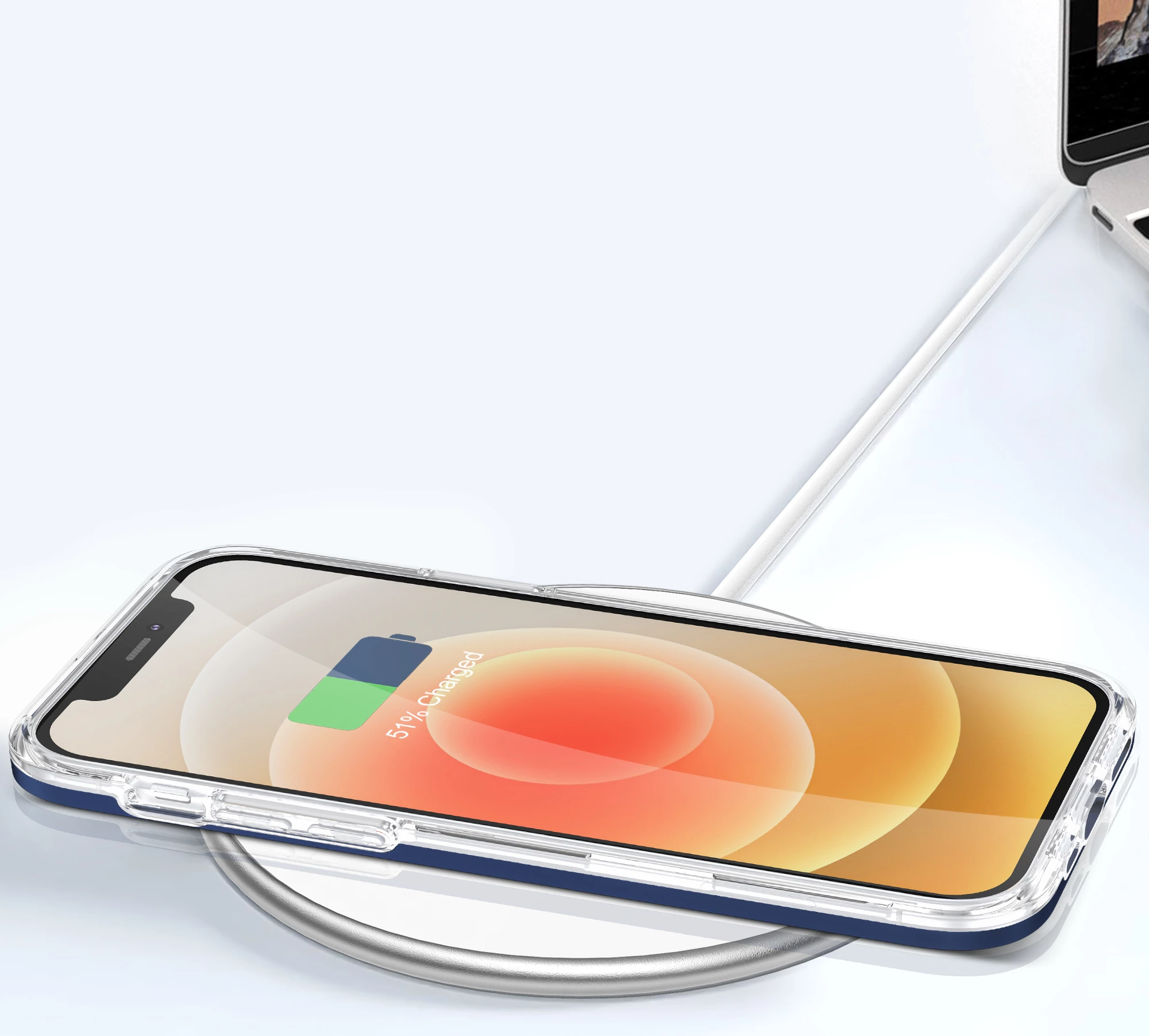 Mbështjellës Hurtel Hybrid Armor Clear 3 in 1 për iPhone 12, Kaltër/Transparent