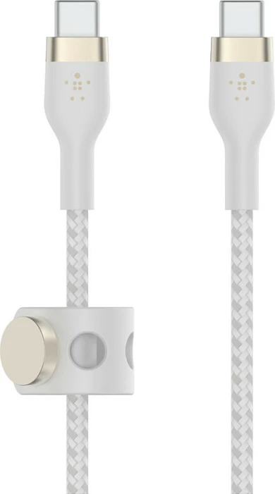 Kabëll USB-C Belkin BOOST↑CHARGE PRO Flex, 1 m, USB-C në USB-C, USB PD, i bardhë