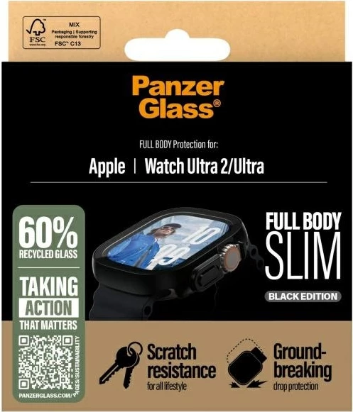 Mbrojtës ekrani PanzerGlass Full Body Slim për Apple Watch Ultra 2 / Ultra 49mm, i zi