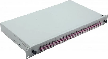 Panel patch fiber optik Helos 375560, 1U, 19", 24x LC Duplex OM4, gri