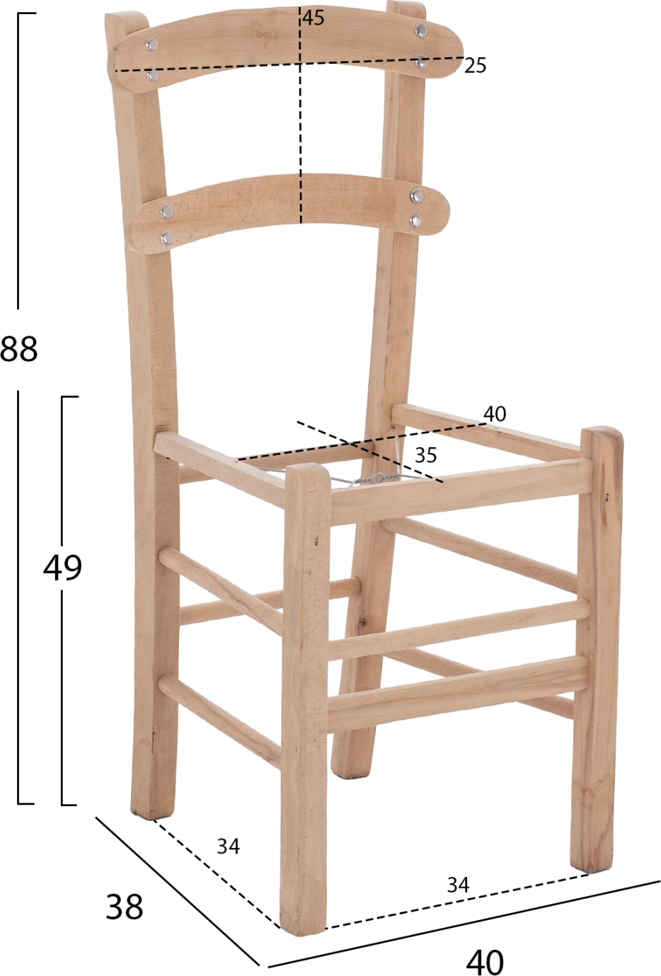 Karrige për kafene, skelet i papërpunuar, FH5576.02, 40x38x88 cm