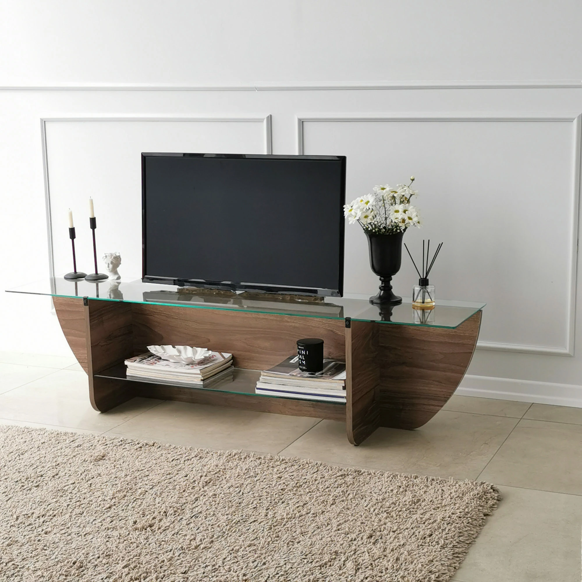 Komodë TV Hanah Home, model Lily, ngjyrë arre