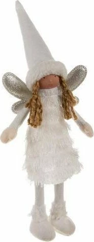 Figurinë dekoruese Krishtlindjesh Ruhhy 22342, zanë/engjëll me krahë me glitter, 40 cm, bardhë/argjend