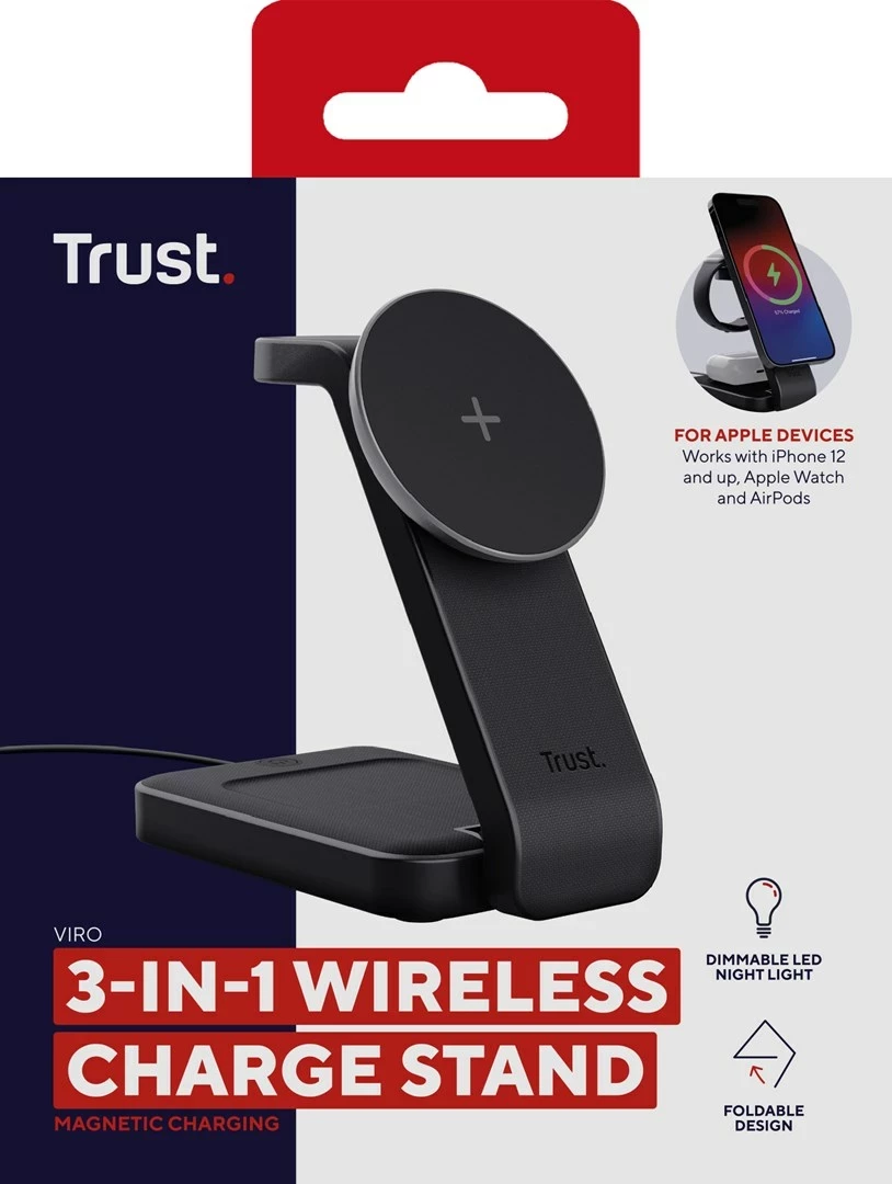 Karikues wireless Trust Viro, për kufje, celular, smartwatch, i zi