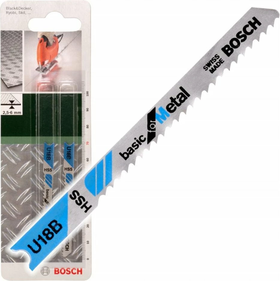 Teh sharrë jigsaw Bosch U 18 B HSS, 70 mm / 52 mm, 13 TPI, 2 copë
