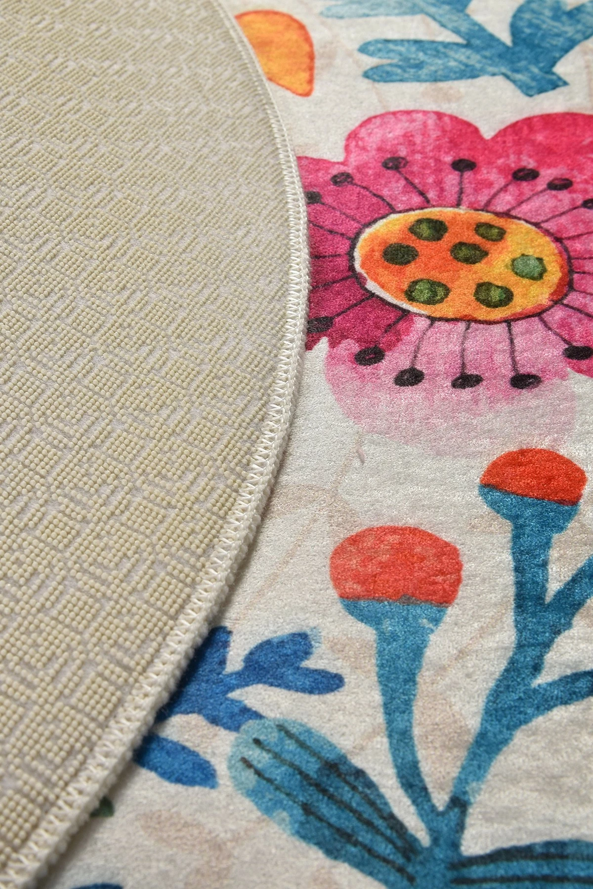 Qilim rrumbullak, shumëngjyrësh, Hello Spring, 140cm