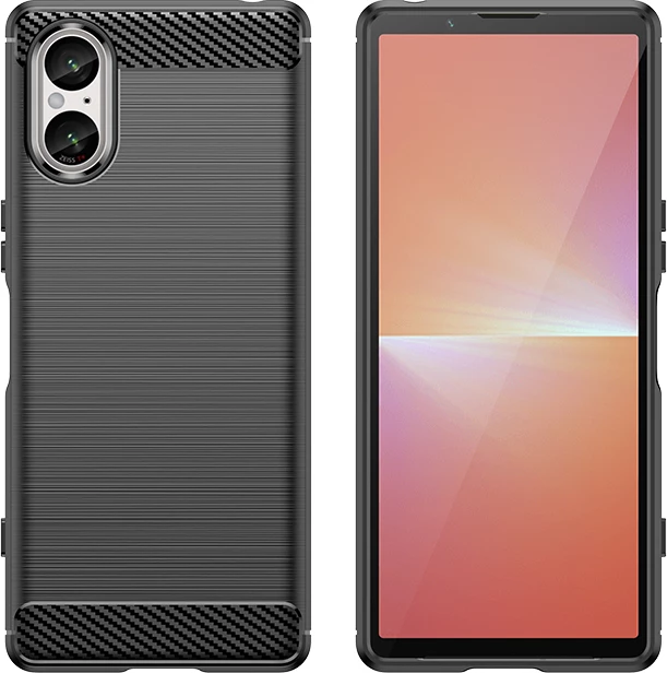 Mbështjellës Hurtel Carbon Case për Sony Xperia 5 V, i zi