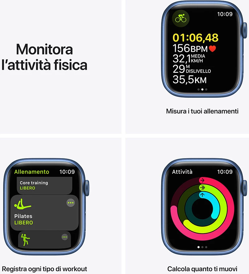 Smartwatch Apple Watch Series 7 45mm alumini blu, rrip sport Abyss Blue