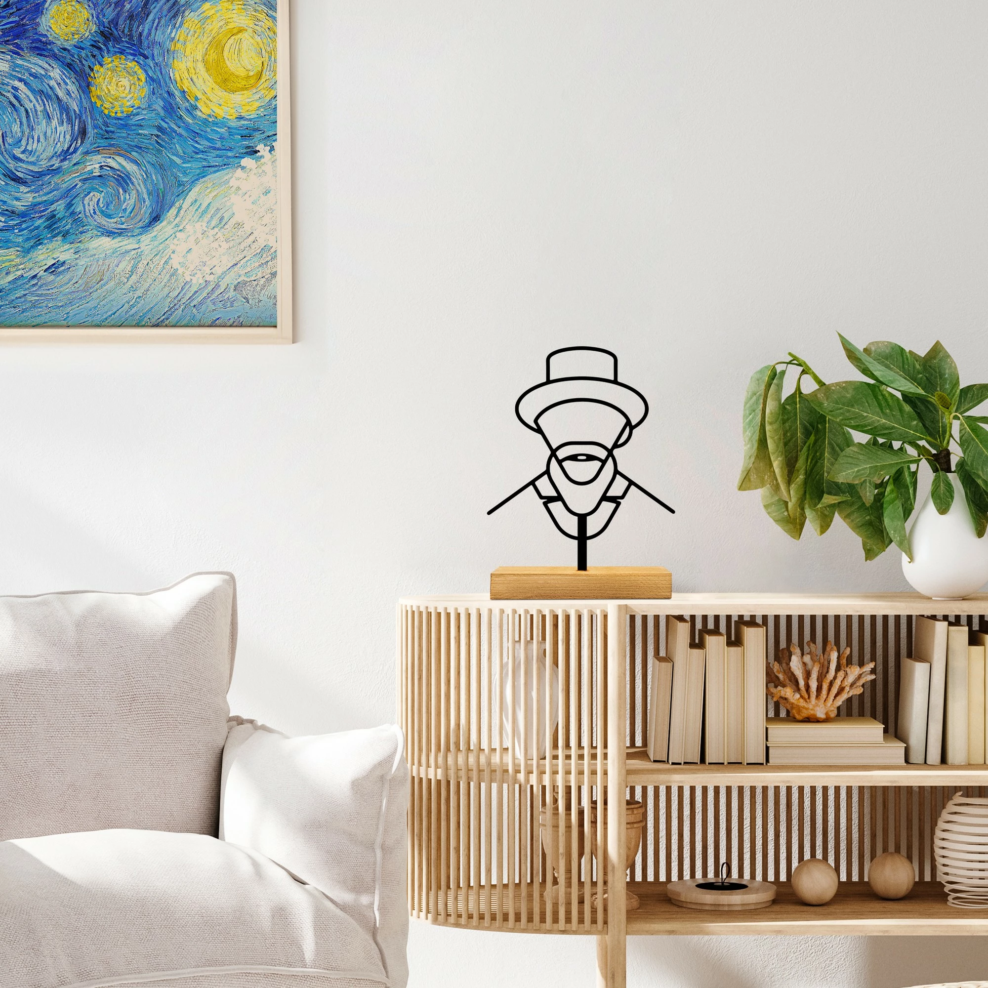 Objekt dekorativ Aberto Design, Vincent, ngjyrë e zezë dhe druri