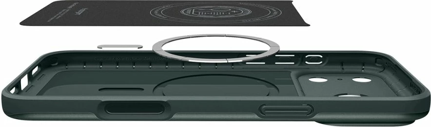 Mbështjellës Spigen Thin Fit MagSafe për iPhone 17 Pro/17 Pro Max, polikarbonat i hollë, unazë magnetike MagSafe, jeshile