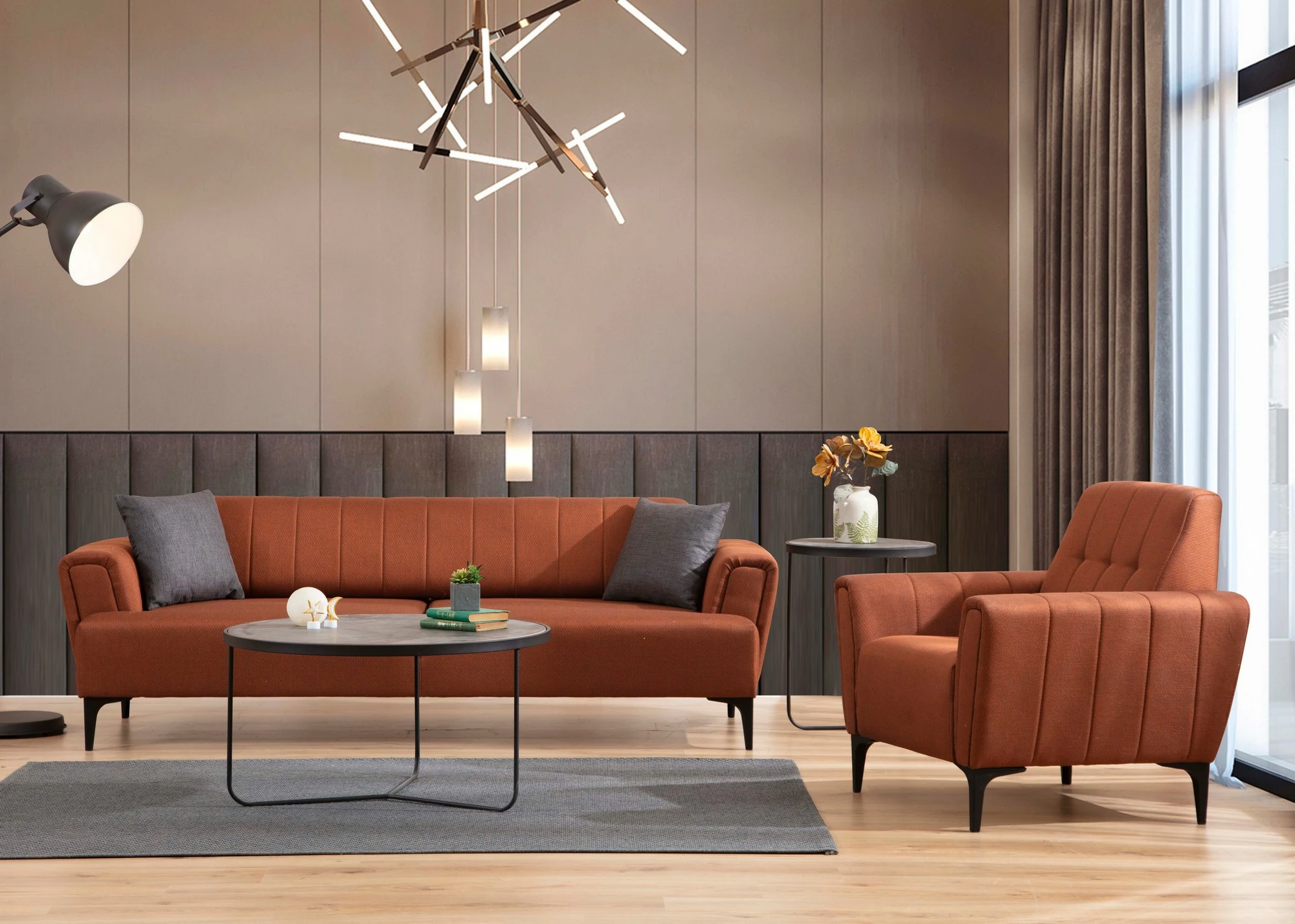 Divan-krevat treshe, ngjyrë e kuqe tjegulle, Atelier del Sofa, Hamlet