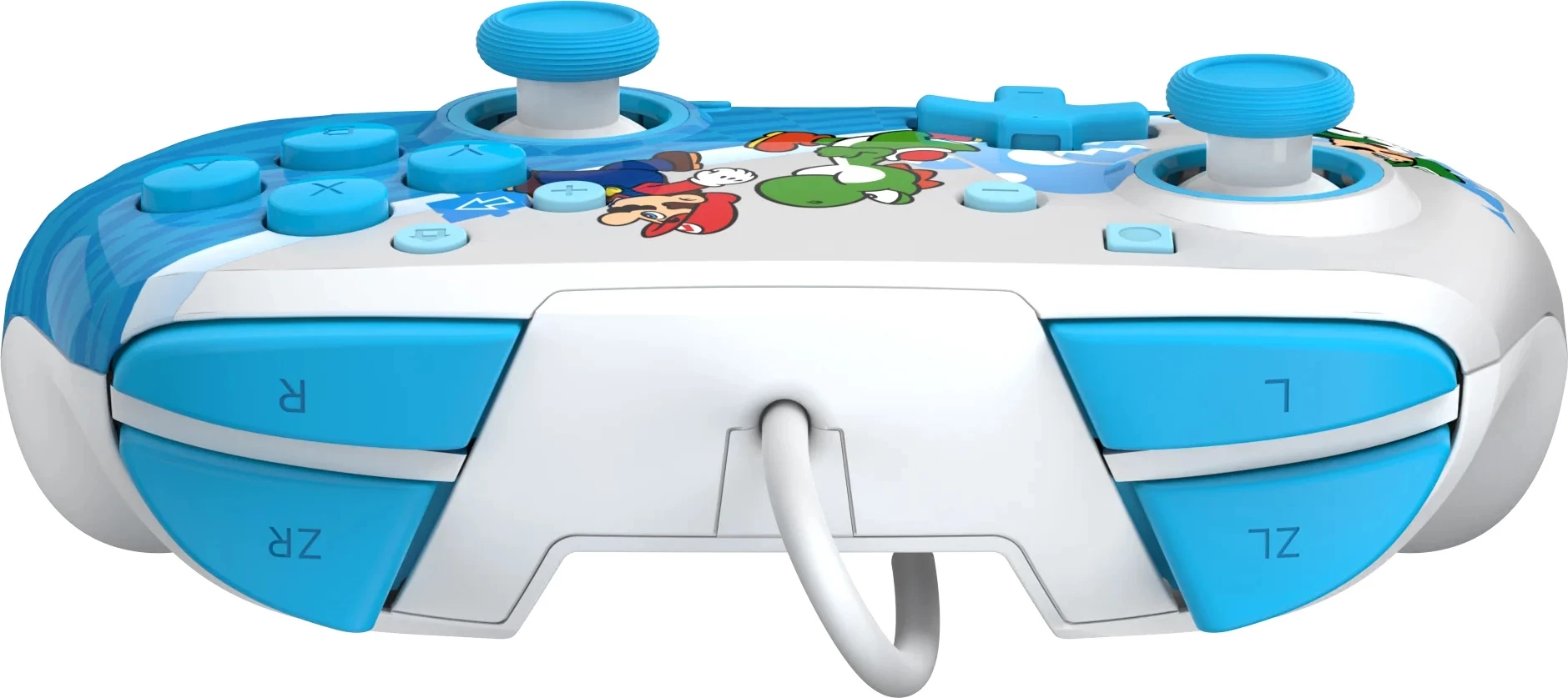 Kontroller i kablluar PDP Rematch Mario Escape për Nintendo Switch/Switch 2, audio 3.5mm, butona të programueshëm, blu/bardhë
