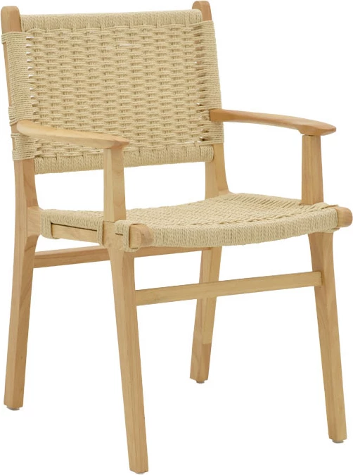 Karrige me krahë Olivier, dru fagu natyral, litar natyral, 62x60x85cm, set prej 2 copë