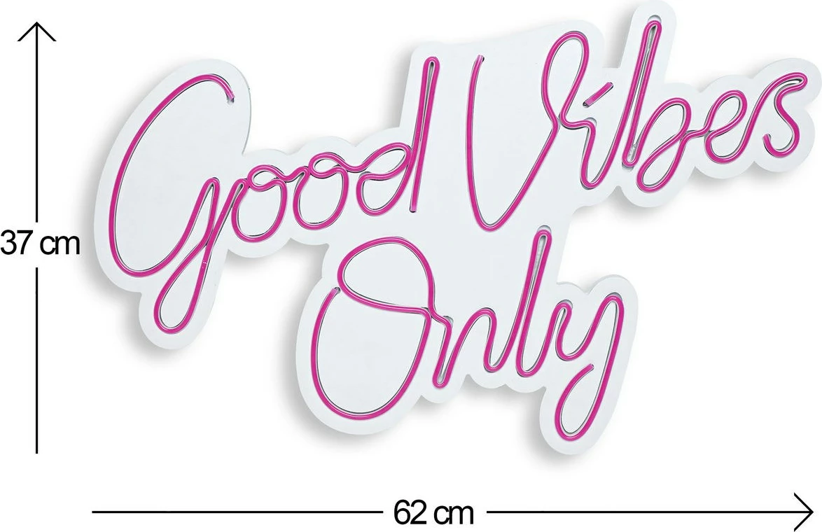 Dritë dekorative murale LED, plastikë, Good Vibes Only, rozë