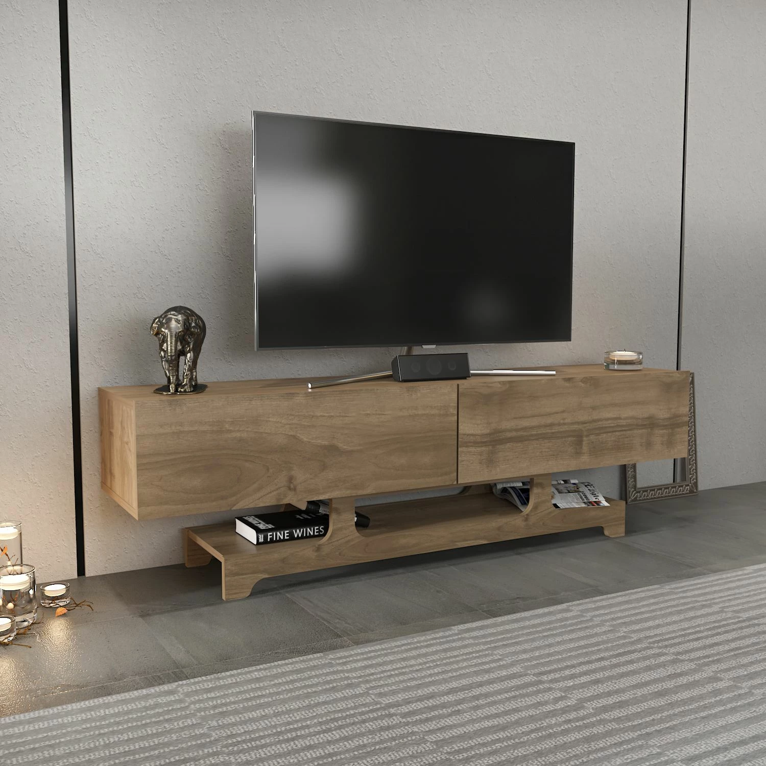 Komodë TV Skye Decor, ngjyrë arre, Tera